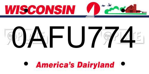 0AFU774 Wisconsin License Plate
