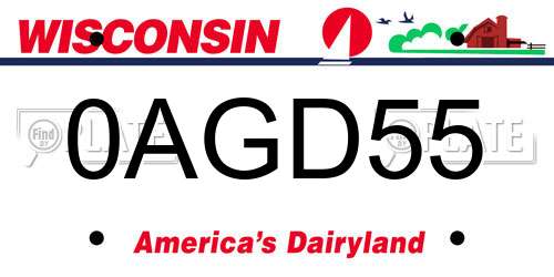 0AGD55 Wisconsin License Plate
