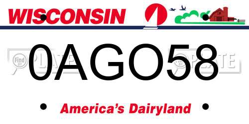 0AGO58 Wisconsin License Plate