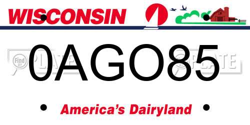 0AGO85 Wisconsin License Plate