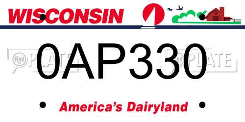 0AP330 Wisconsin License Plate