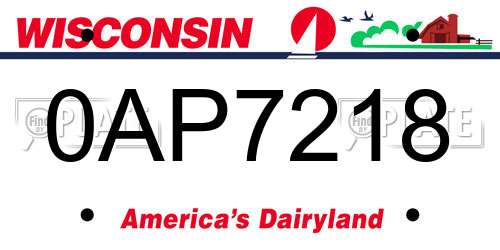 0AP7218 Wisconsin License Plate