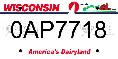 0AP7718 Wisconsin License Plate