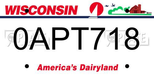 0APT718 Wisconsin License Plate