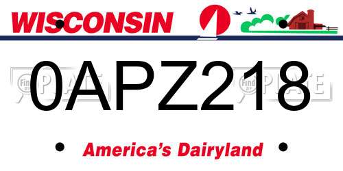 0APZ218 Wisconsin License Plate