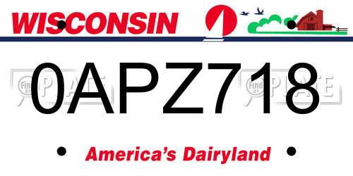 0APZ718 Wisconsin License Plate