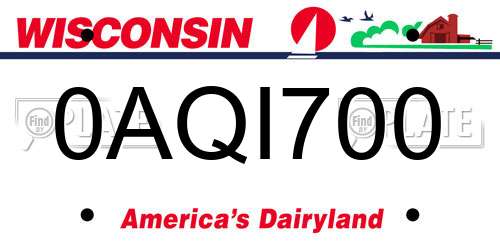 0AQI700 Wisconsin License Plate
