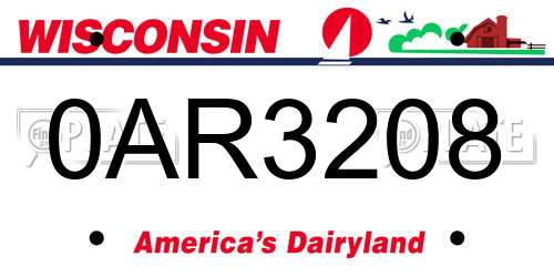 0AR3208 Wisconsin License Plate