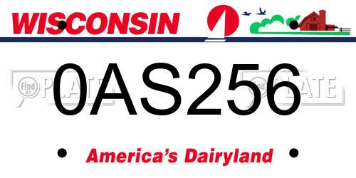 0AS256 Wisconsin License Plate