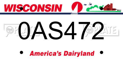 0AS472 Wisconsin License Plate