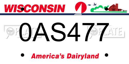 0AS477 Wisconsin License Plate