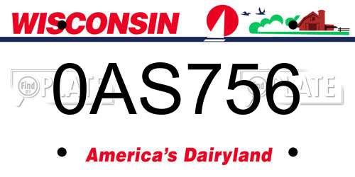 0AS756 Wisconsin License Plate