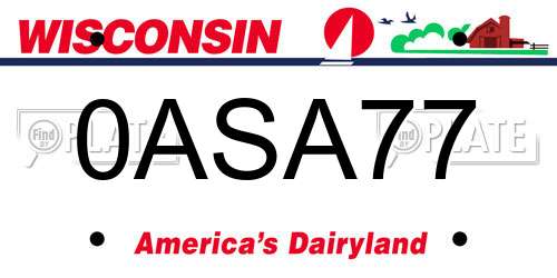 0ASA77 Wisconsin License Plate