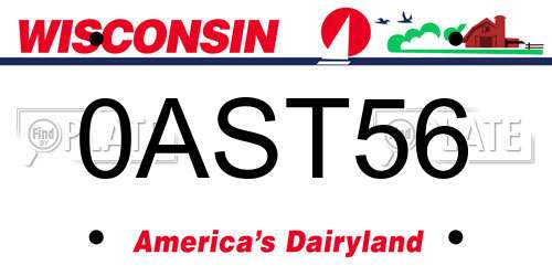 0AST56 Wisconsin License Plate