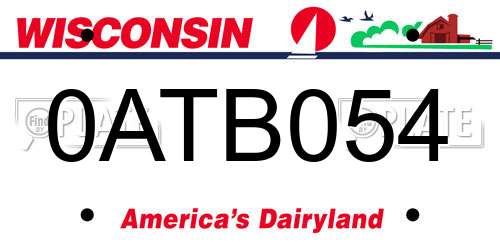 0ATB054 Wisconsin License Plate