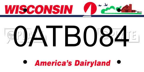 0ATB084 Wisconsin License Plate