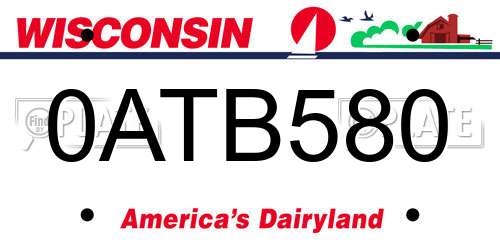 0ATB580 Wisconsin License Plate