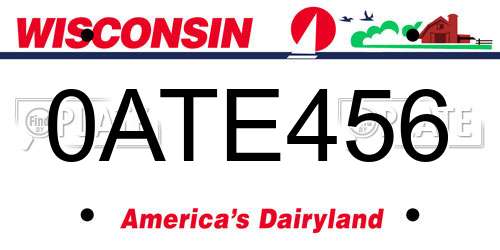 0ATE456 Wisconsin License Plate