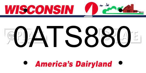 0ATS880 Wisconsin License Plate