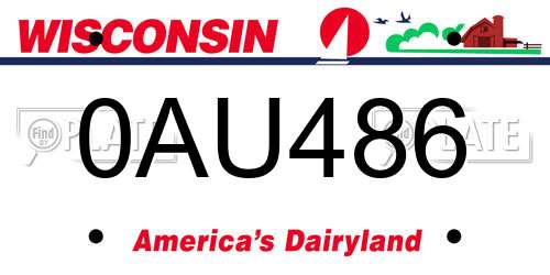 0AU486 Wisconsin License Plate