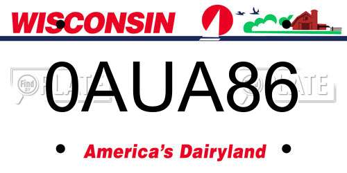 0AUA86 Wisconsin License Plate