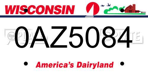 0AZ5084 Wisconsin License Plate