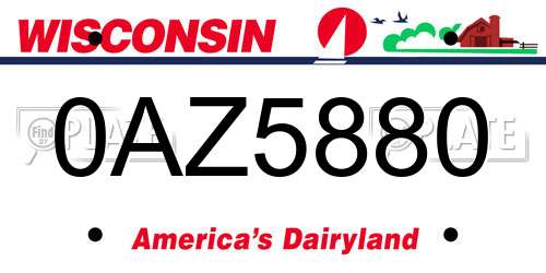 0AZ5880 Wisconsin License Plate