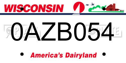 0AZB054 Wisconsin License Plate