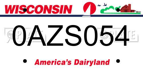 0AZS054 Wisconsin License Plate