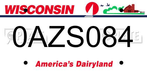 0AZS084 Wisconsin License Plate