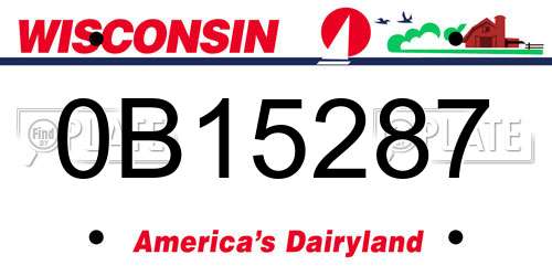0B15287 Wisconsin License Plate