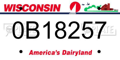 0B18257 Wisconsin License Plate