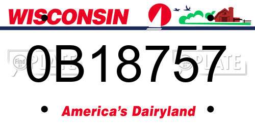 0B18757 Wisconsin License Plate