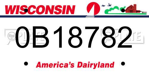 0B18782 Wisconsin License Plate