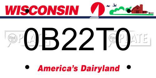 0B22T0 Wisconsin License Plate