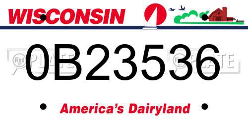 0B23536 Wisconsin License Plate