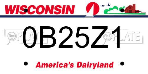 0B25Z1 Wisconsin License Plate