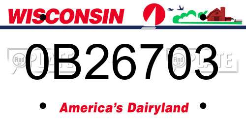 0B26703 Wisconsin License Plate