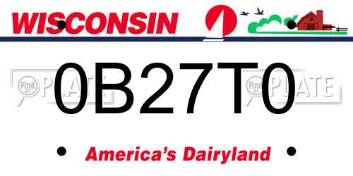 0B27T0 Wisconsin License Plate