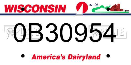 0B30954 Wisconsin License Plate