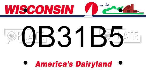 0B31B5 Wisconsin License Plate