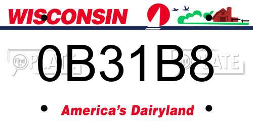 0B31B8 Wisconsin License Plate