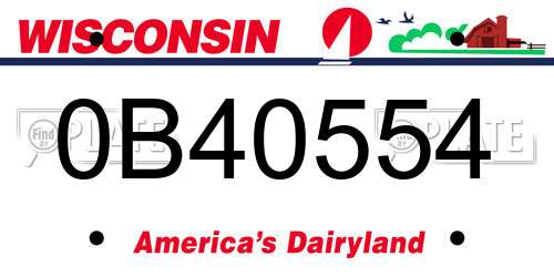 0B40554 Wisconsin License Plate