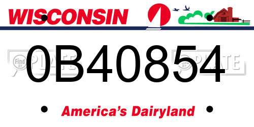 0B40854 Wisconsin License Plate