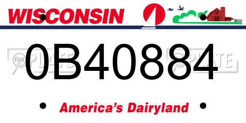 0B40884 Wisconsin License Plate
