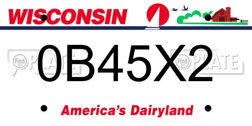 0B45X2 Wisconsin License Plate