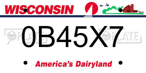 0B45X7 Wisconsin License Plate