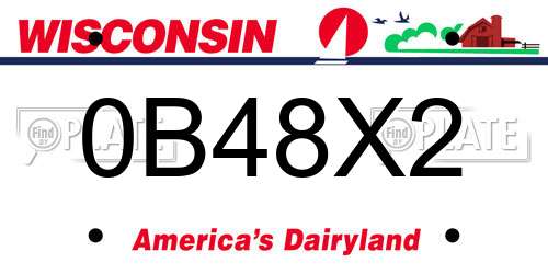 0B48X2 Wisconsin License Plate