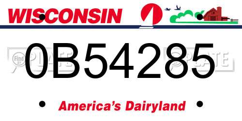 0B54285 Wisconsin License Plate