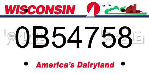 0B54758 Wisconsin License Plate